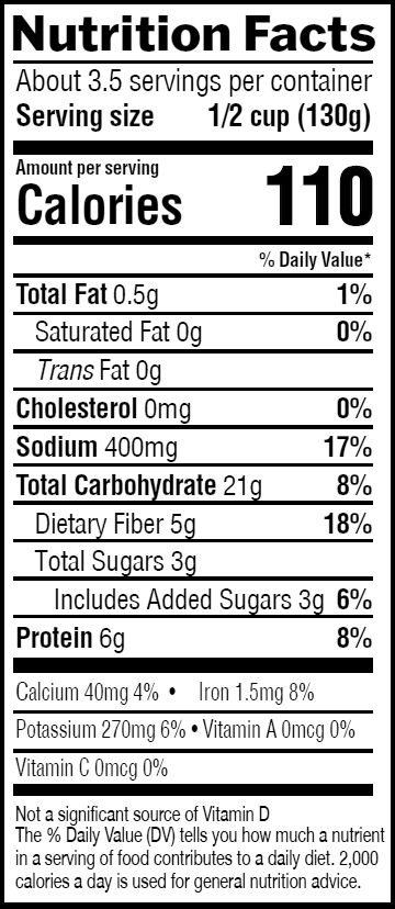 Mountain View Farm Dark Red Kidney Beans Nutrition
