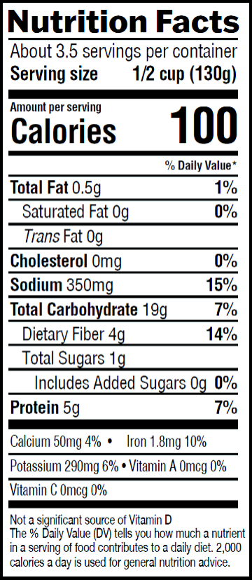 Mountain View Farm Pinto Beans Nutrition