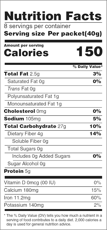 Mountain View Farm Instant Oats Nutrition