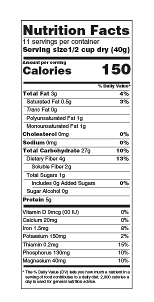 Mountain View Farm Quick Oats Nutrition